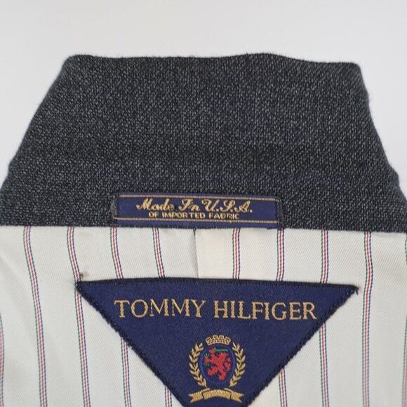 Vintage Tommy Hilfiger Tweed Wool Gray Spec Sport Coat 46R 3 Button‎ - Picture 11 of 12